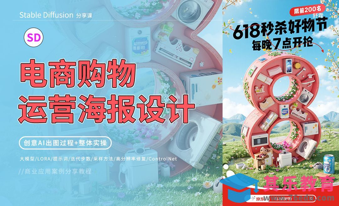 Stable Diffusion-618电商购物运营海报[虎课网AICG人工智能视频教程][MP4高清全集 ]-第1张图片-我要自学网