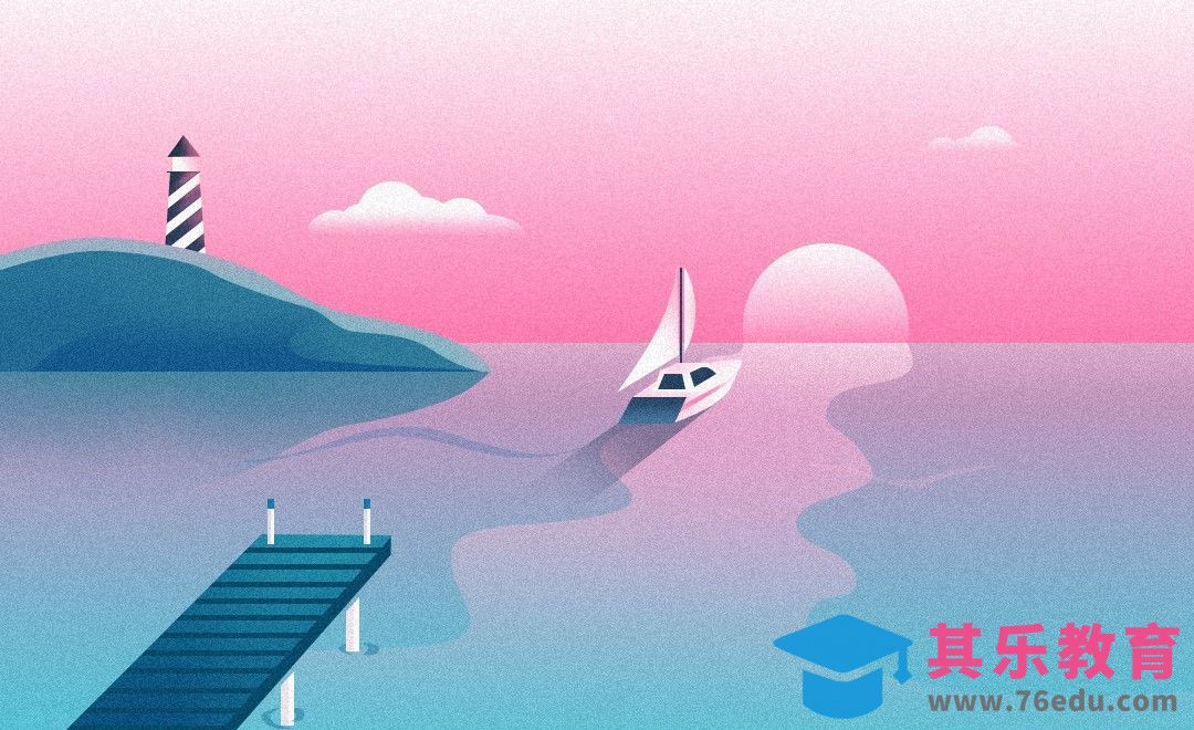 PS-鼠绘-扁平渐变海面日出插画[虎课网绘画插画视频教程][ipad商业插画MP4教程全集 ]-第1张图片-我要自学网