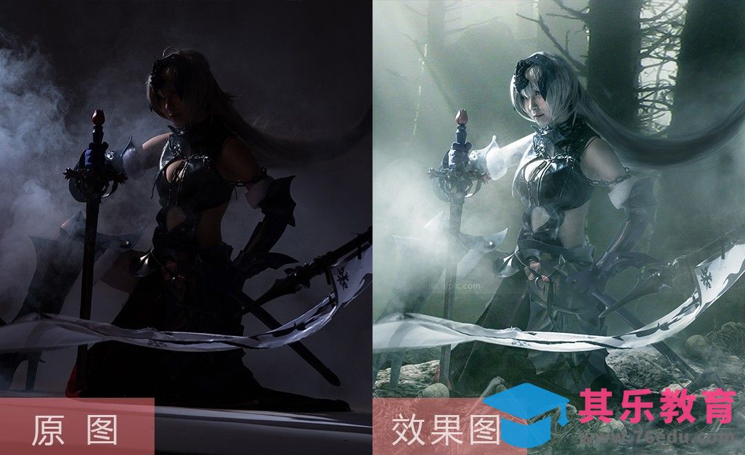 PS-黑贞德cos精修合成[虎课网手机摄影入门视频教程][MP4产品摄影教程全集 ]-第1张图片-我要自学网