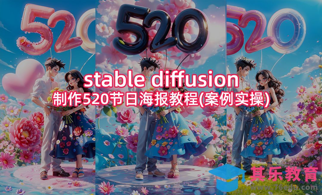 Liblib在线Stable Diffusion制作520节日海报教程（案例实操演示）[虎课网AICG人工智能视频教程][MP4高清全集 ]-第1张图片-我要自学网