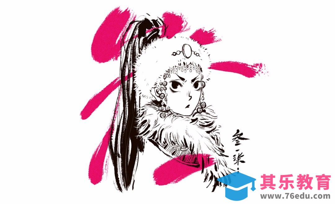 PS-板绘-水墨风格头像-叁幺柒[虎课网绘画插画视频教程][ipad商业插画MP4教程全集 ]-第1张图片-我要自学网