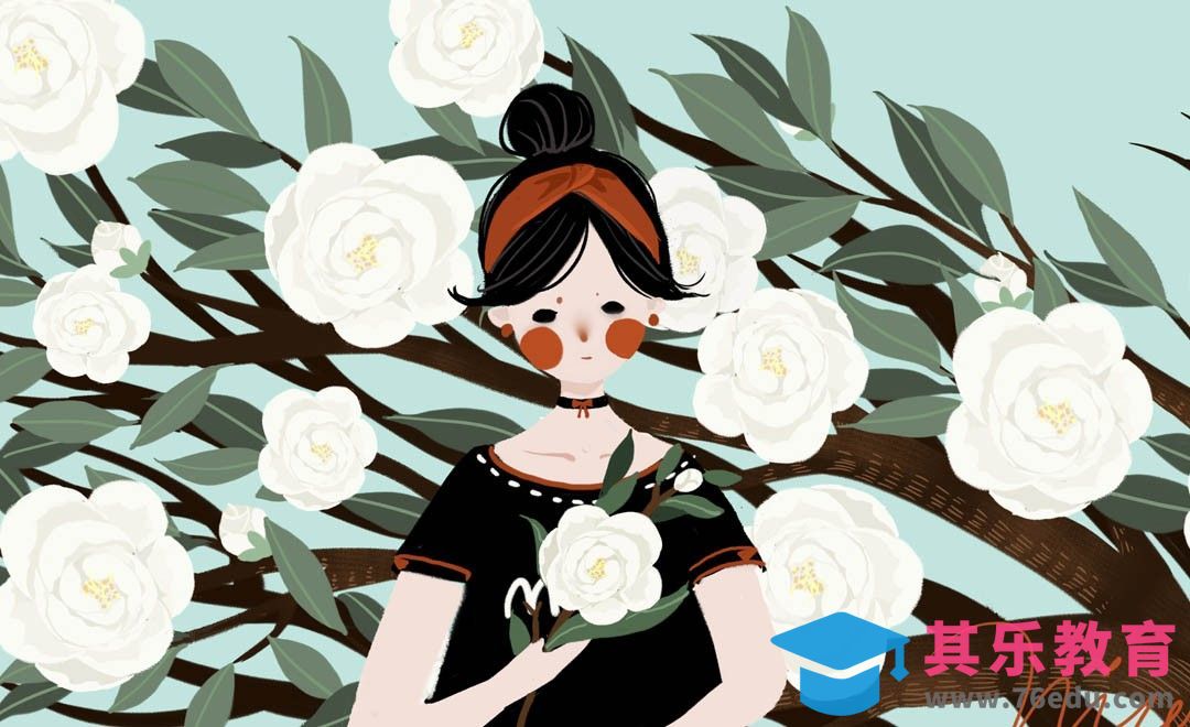 PS-小清新插画《少女与小白花》[虎课网绘画插画视频教程][ipad商业插画MP4教程全集 ]-第1张图片-我要自学网
