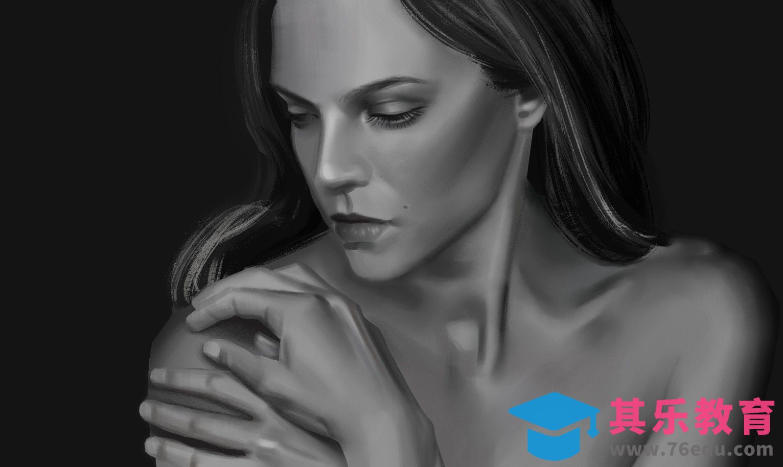 PS-板绘-黑白人物-写实版[虎课网绘画插画视频教程][ipad商业插画MP4教程全集 ]-第1张图片-我要自学网