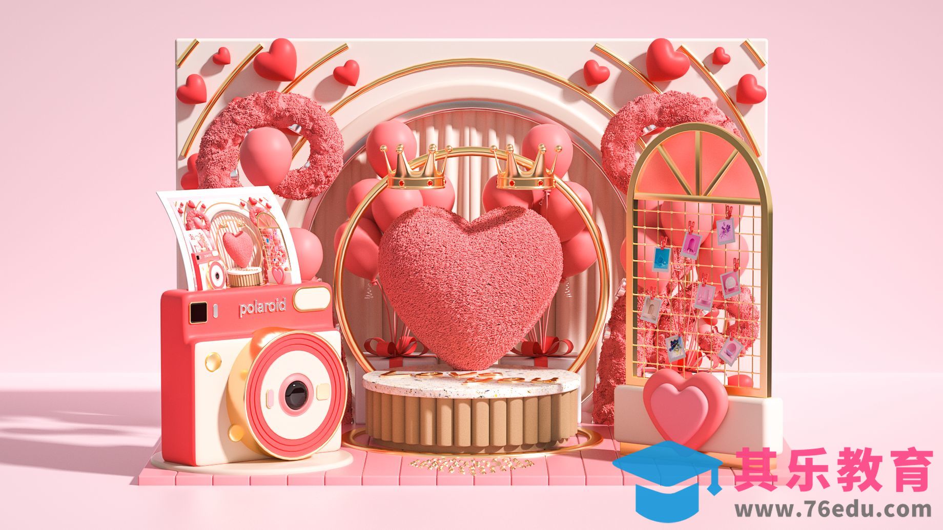 C4D+OC-七夕节美陈建模渲染（上）[虎课网C4D设计视频教程][产品数码建模MP4教程全集 ]-第1张图片-我要自学网