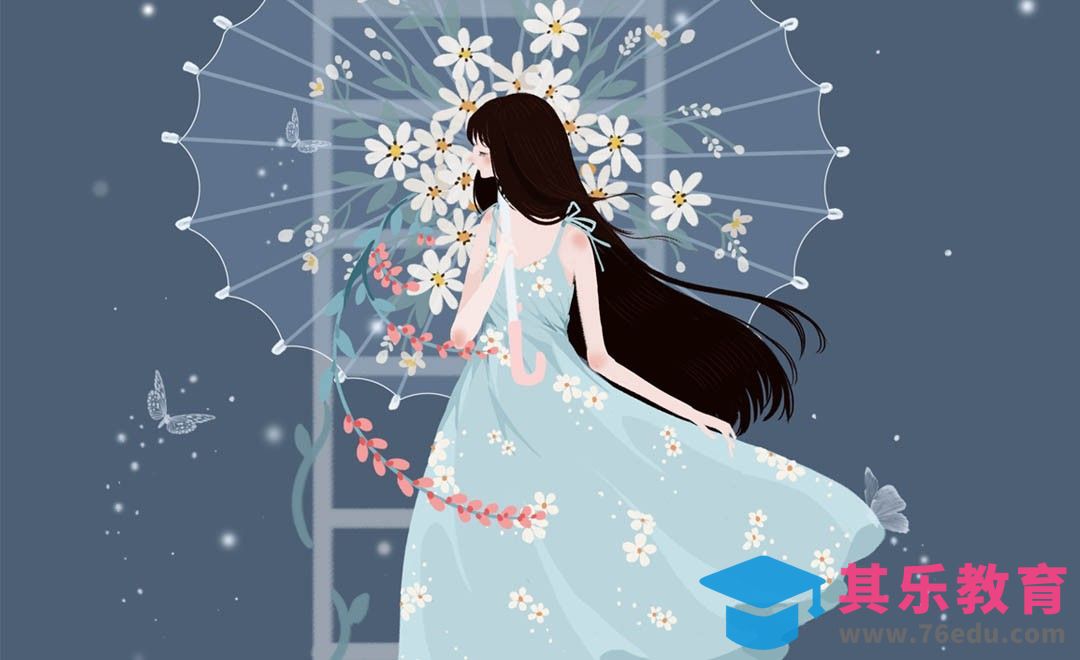 PS-板绘小清新插画-少女和小白菊[虎课网绘画插画视频教程][ipad商业插画MP4教程全集 ]-第1张图片-我要自学网