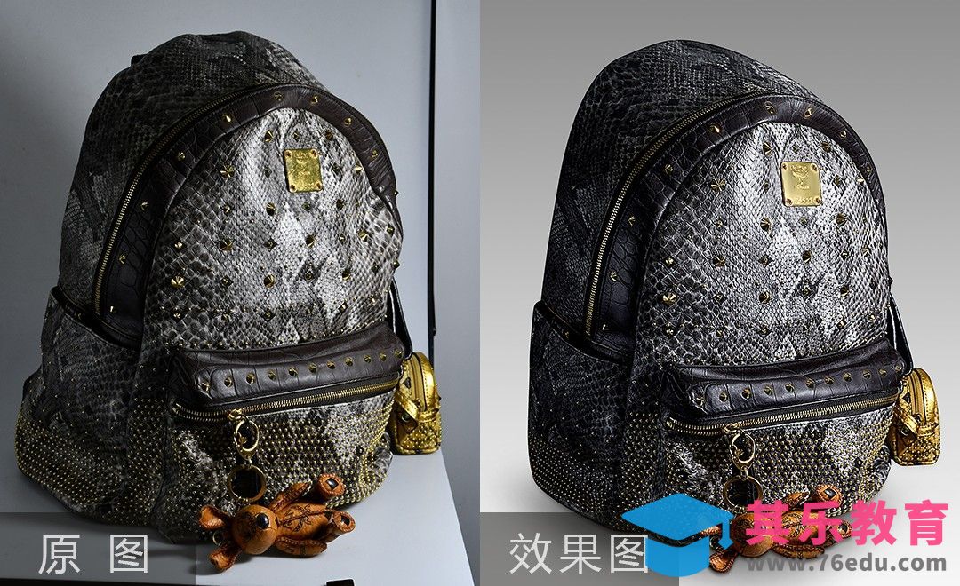 PS-黑色铆钉蛇纹双肩包精修[虎课网电商产品精修视频教程][最新PS修图教程全集MP4 ]-第1张图片-我要自学网