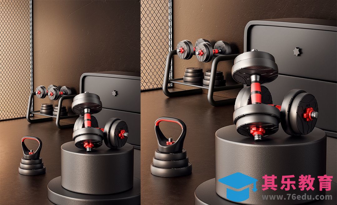 C4D+OC-健身器材哑铃产品渲染[虎课网C4D设计视频教程][产品数码建模MP4教程全集 ]-第1张图片-我要自学网