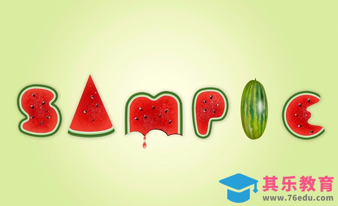 PS-西瓜效果SUMPIC[虎课网平面设计视频教程][字体设计教程MP4高清全集 ]-第1张图片-我要自学网