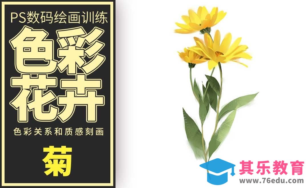 PS-板绘-色彩花卉-菊[虎课网绘画插画视频教程][ipad商业插画MP4教程全集 ]-第1张图片-我要自学网