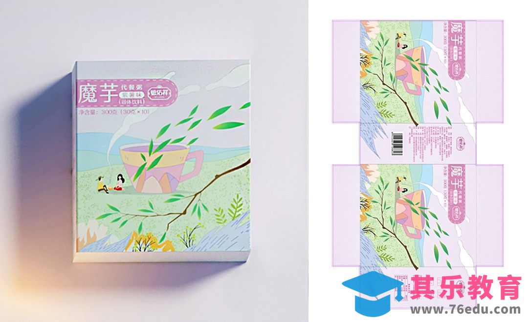 AI-盒装魔芋代餐粉包装设计[虎课网品牌设计视频教程][logo包装设计教程全集MP4 ]-第1张图片-我要自学网