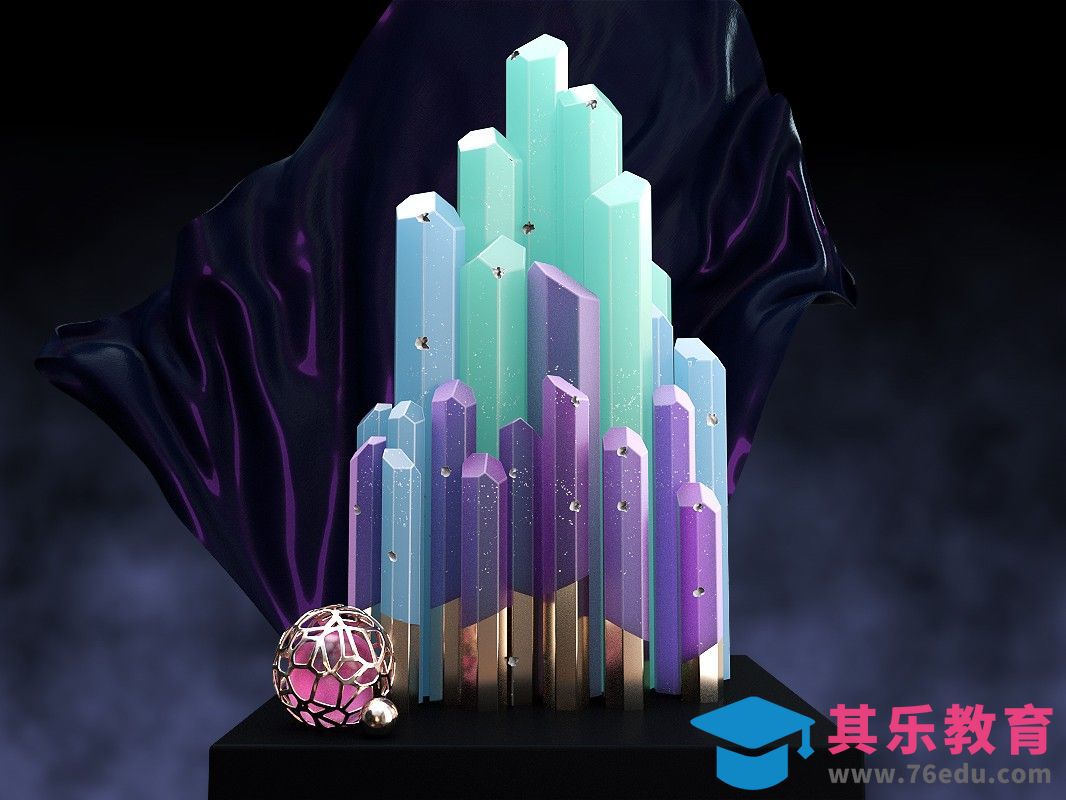 C4D-水晶布料建模渲染（上集）[虎课网C4D设计视频教程][产品数码建模MP4教程全集 ]-第1张图片-我要自学网