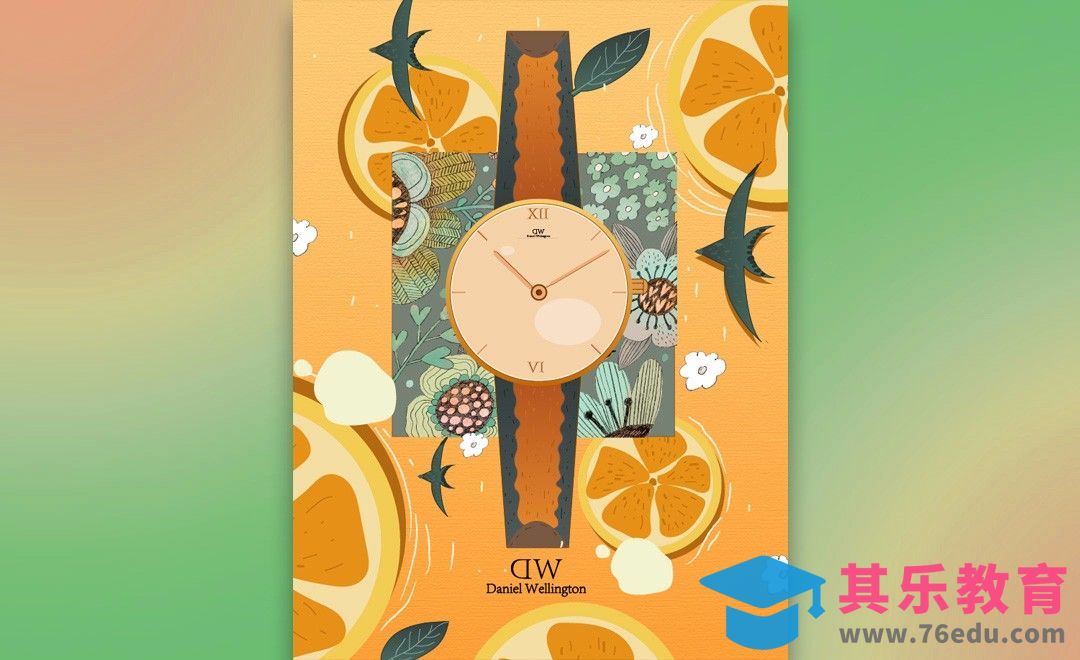 AI-橙色清新色调手绘海报[虎课网平面设计视频教程][图片排版配色MP4高清全集 ]-第1张图片-我要自学网