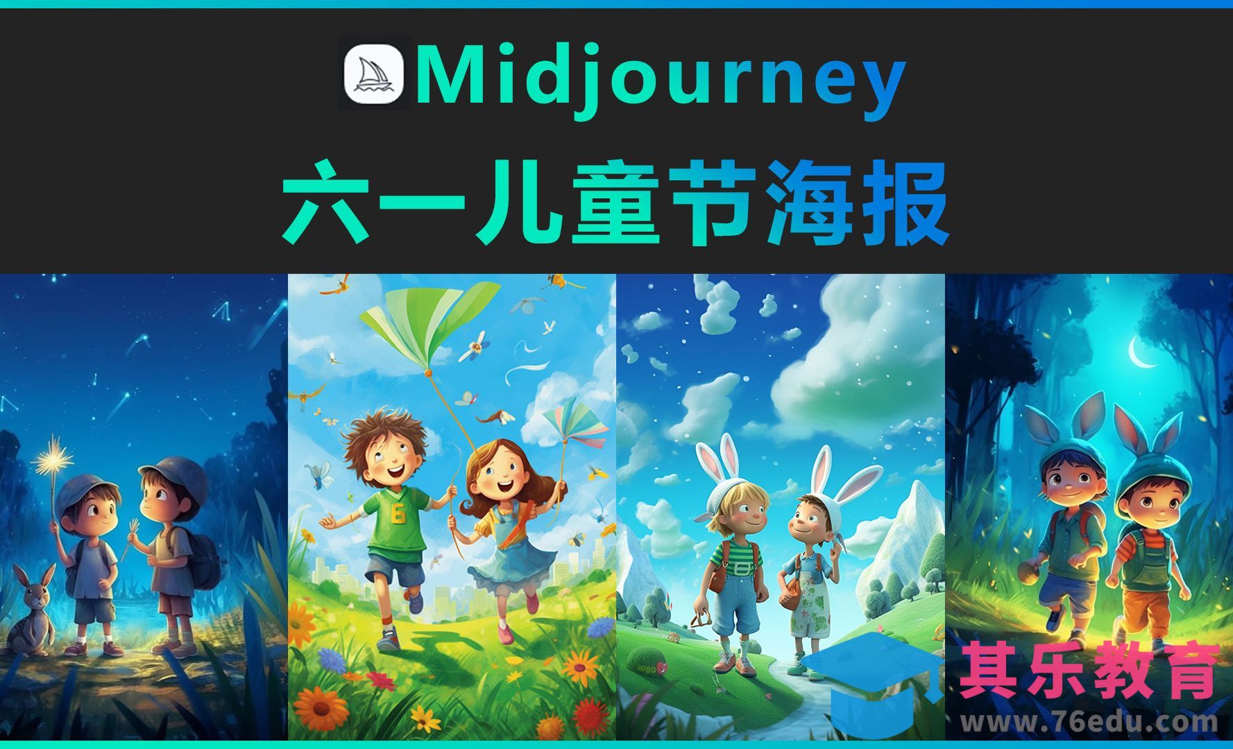 Midjourney-六一儿童节海报[虎课网AICG人工智能视频教程][MP4高清全集 ]-第1张图片-我要自学网