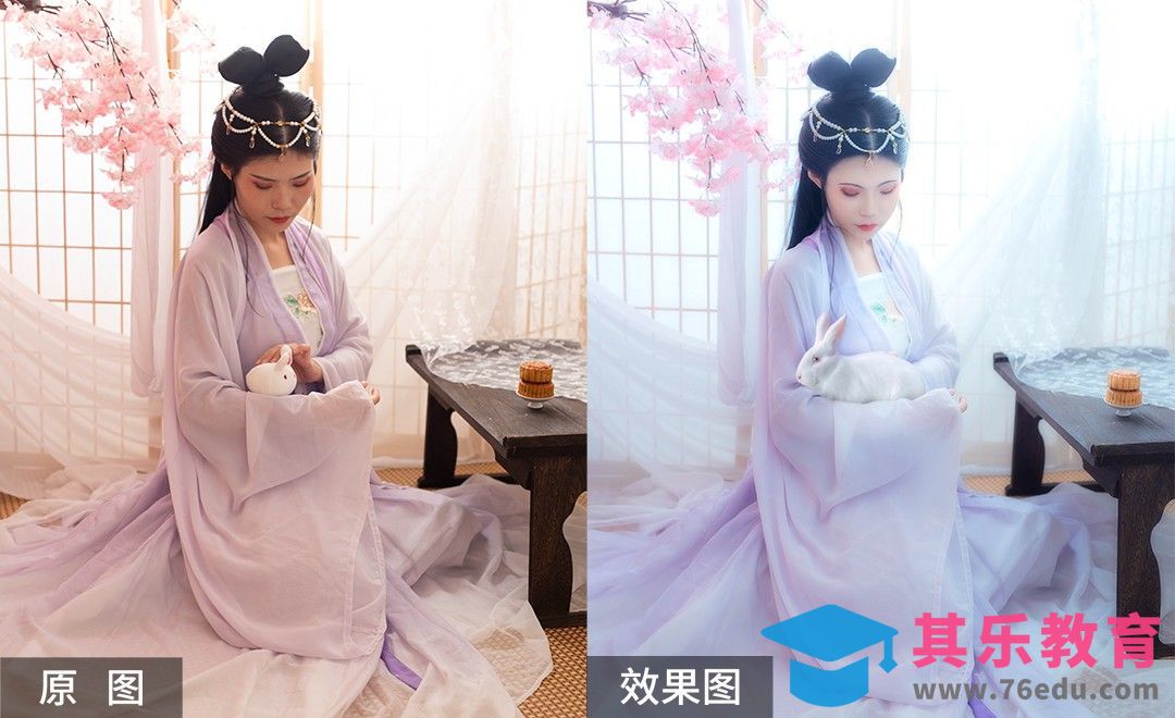 PS-古风人像精修玉兔创意合成[虎课网手机摄影入门视频教程][MP4产品摄影教程全集 ]-第1张图片-我要自学网