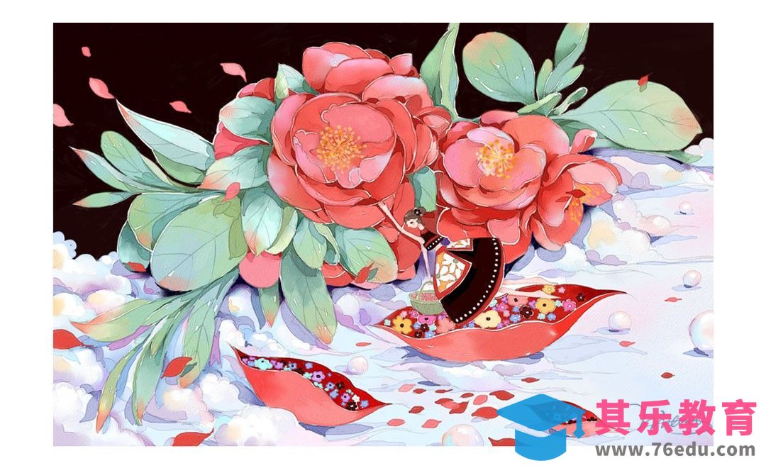 PS+SAI-小清新插画-山茶[虎课网绘画插画视频教程][ipad商业插画MP4教程全集 ]-第1张图片-我要自学网