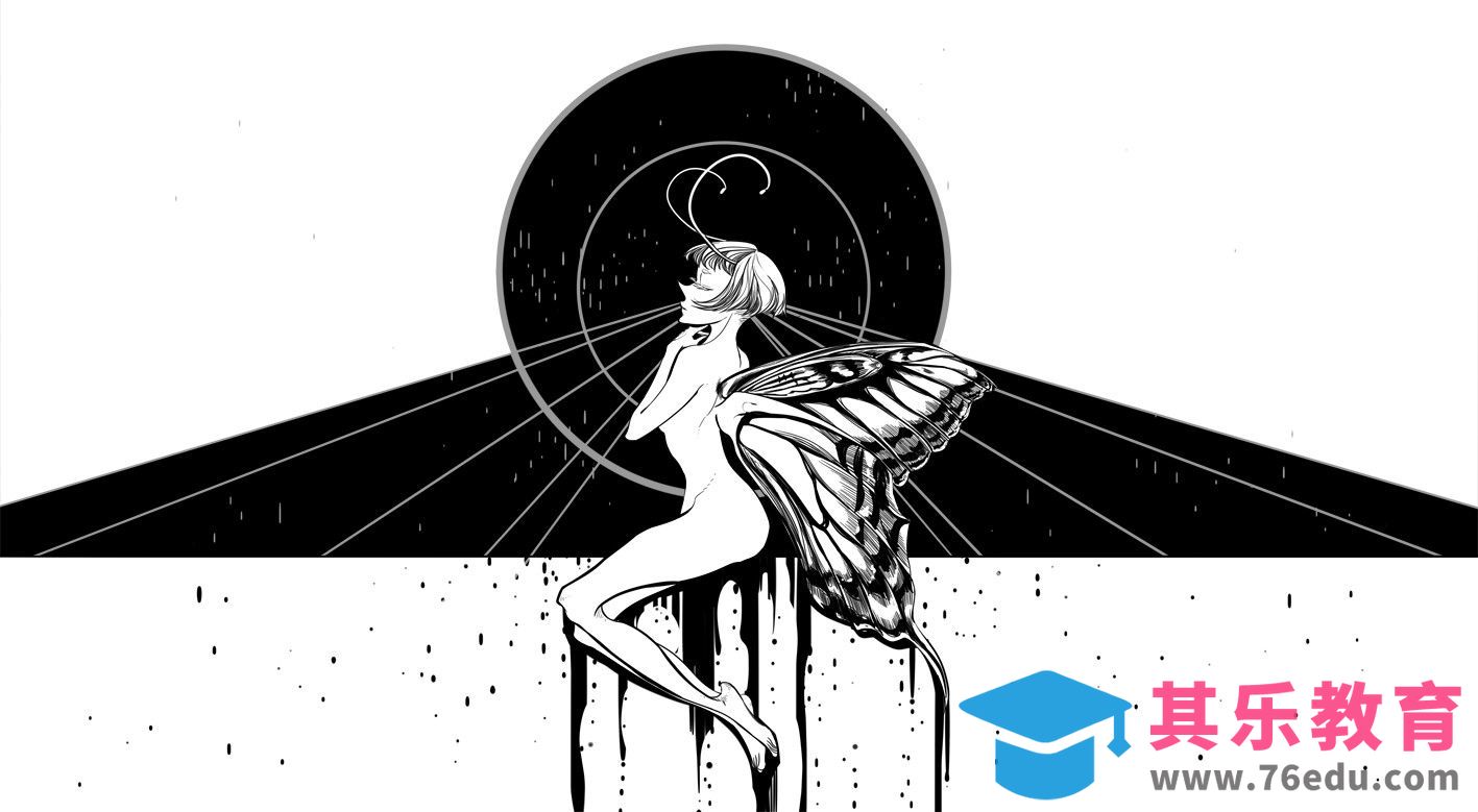 SAI2-板绘黑白插画-蝴蝶精灵[虎课网绘画插画视频教程][ipad商业插画MP4教程全集 ]-第1张图片-我要自学网