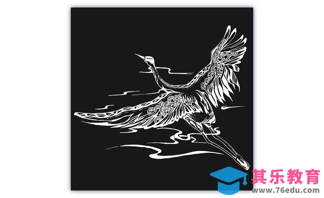 高光笔-花纹白鹤训练-黑白插画[虎课网绘画插画视频教程][ipad商业插画MP4教程全集 ]-第1张图片-我要自学网