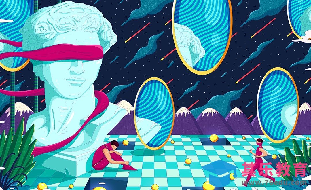 PS-孟菲斯大卫撞色创意插画【via.插画师卷耳】[虎课网绘画插画视频教程][ipad商业插画MP4教程全集 ]-第1张图片-我要自学网