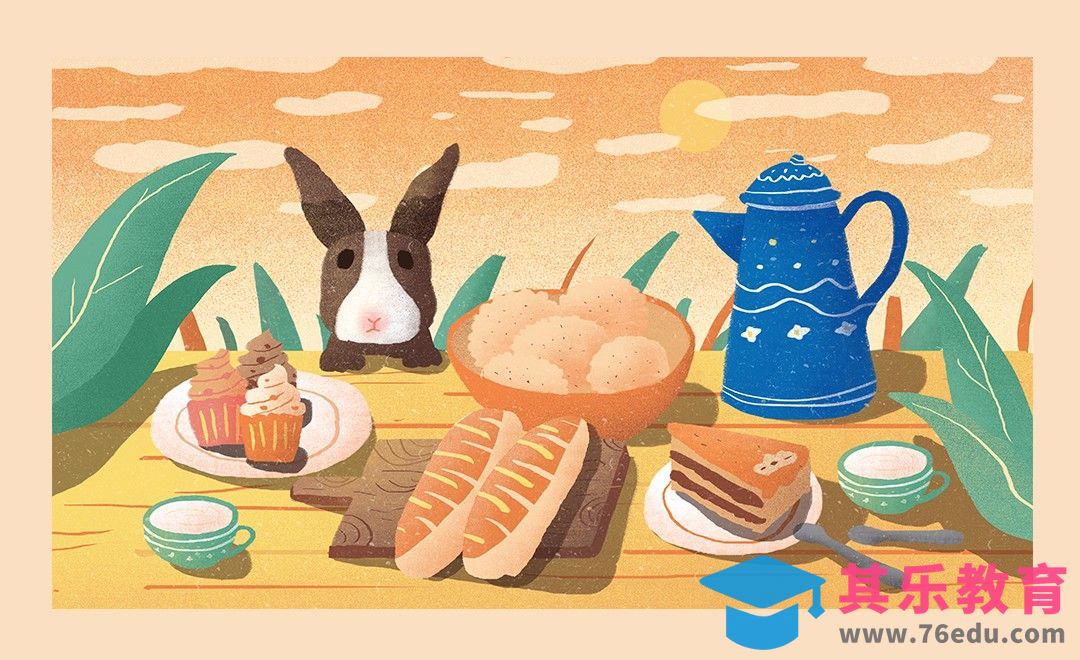 PS-板绘插画-兔子的下午茶[虎课网绘画插画视频教程][ipad商业插画MP4教程全集 ]-第1张图片-我要自学网