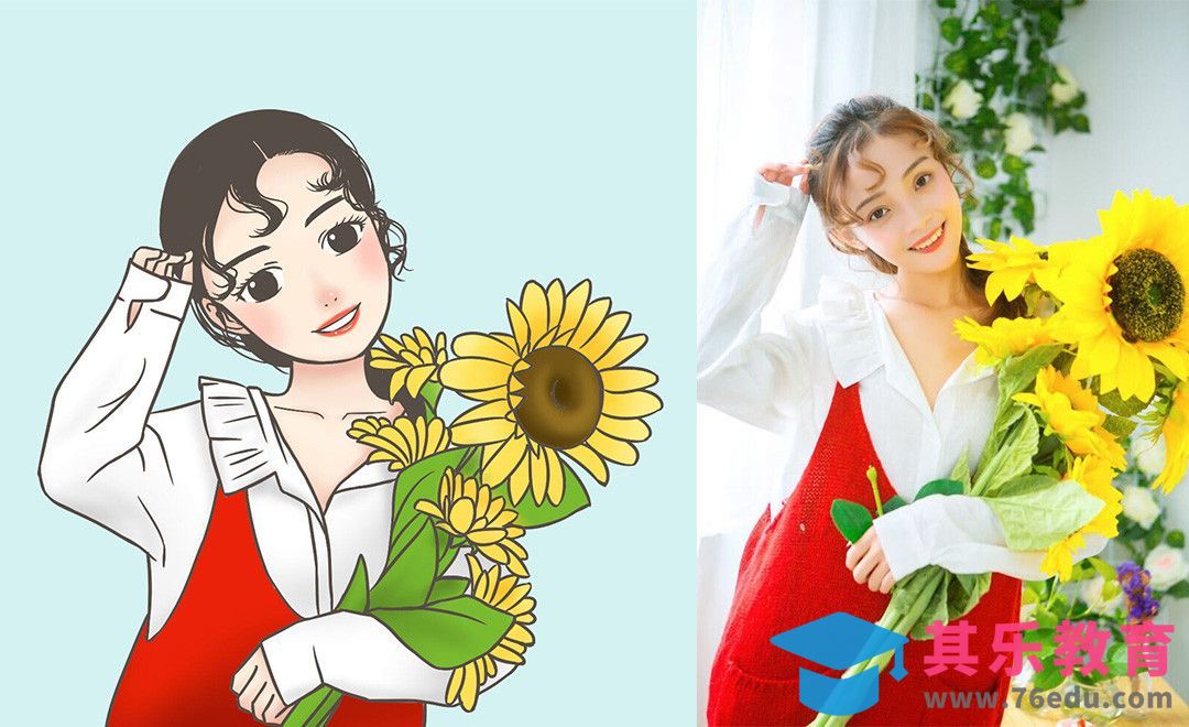 SAI-照片转手绘-Q版漫画头像[虎课网绘画插画视频教程][ipad商业插画MP4教程全集 ]-第1张图片-我要自学网