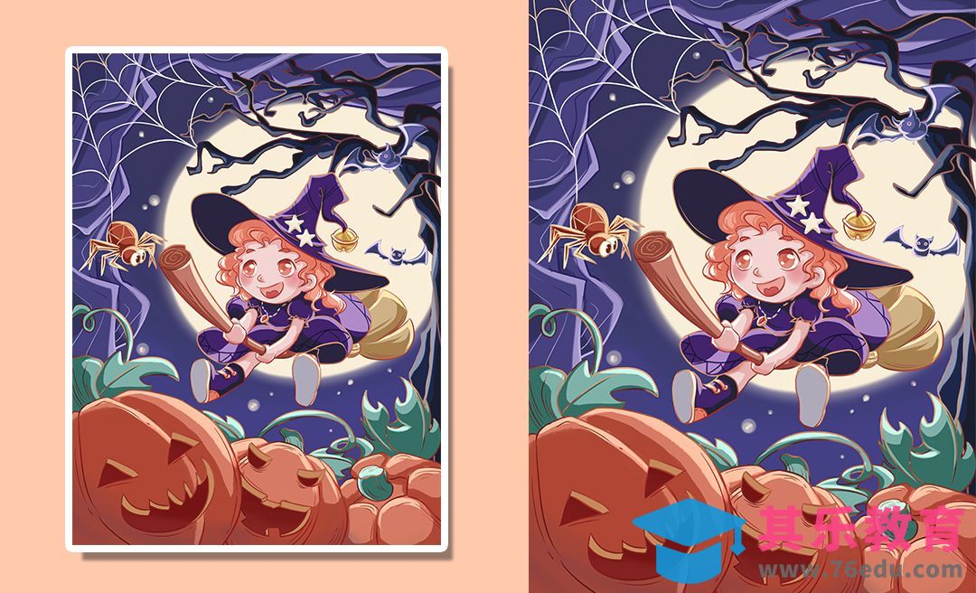 SAI-板绘万圣节卡通主题插画海报-线稿[虎课网绘画插画视频教程][ipad商业插画MP4教程全集 ]-第1张图片-我要自学网