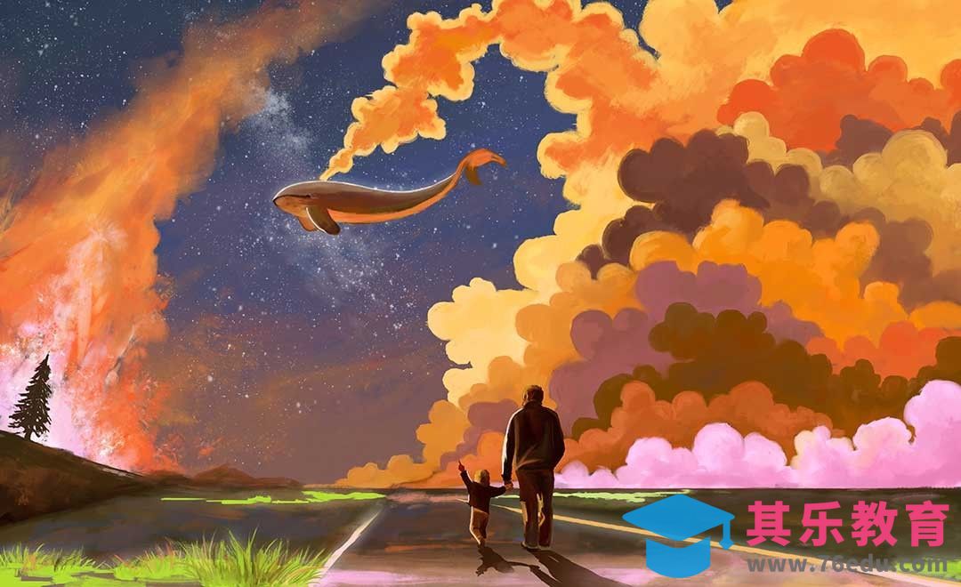 PS-板绘插画-天空与鱼-唯美风格板绘场景插画[虎课网绘画插画视频教程][ipad商业插画MP4教程全集 ]-第1张图片-我要自学网