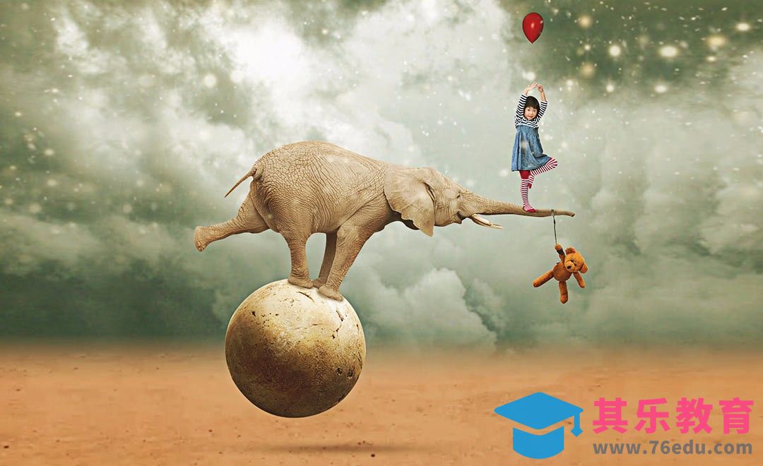 PS-趣味合成平衡的大象[平面设计视频教程][海报设计MP4高清全集 ]-第1张图片-我要自学网