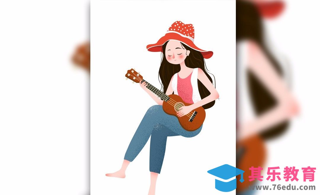 PS-鼠绘插画-单生女孩弹吉他[虎课网绘画插画视频教程][ipad商业插画MP4教程全集 ]-第1张图片-我要自学网