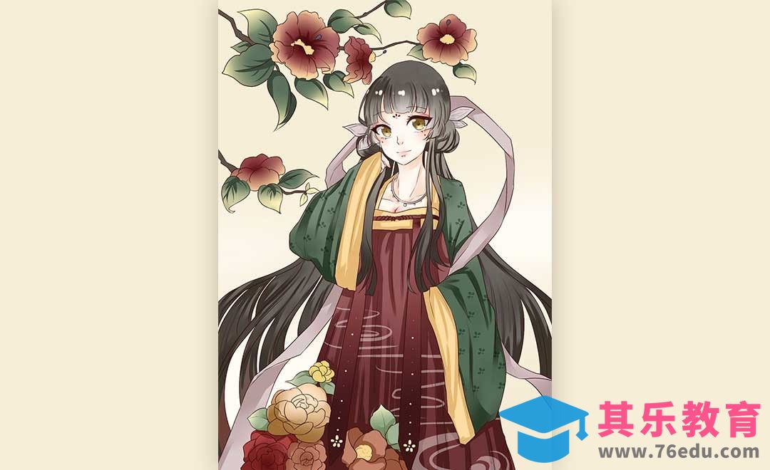 SAI-动漫插画-古风少女[虎课网绘画插画视频教程][ipad商业插画MP4教程全集 ]-第1张图片-我要自学网