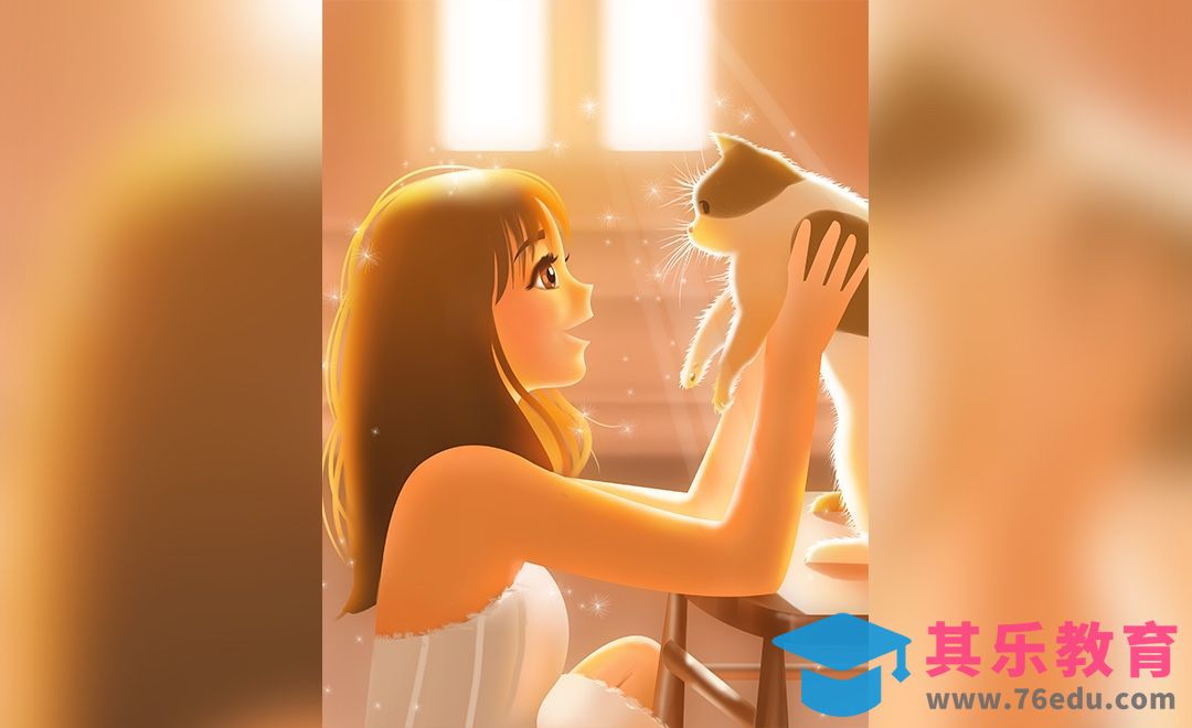 PS-光与影的场景运用-板绘阳光下的女孩与猫[虎课网绘画插画视频教程][ipad商业插画MP4教程全集 ]-第1张图片-我要自学网