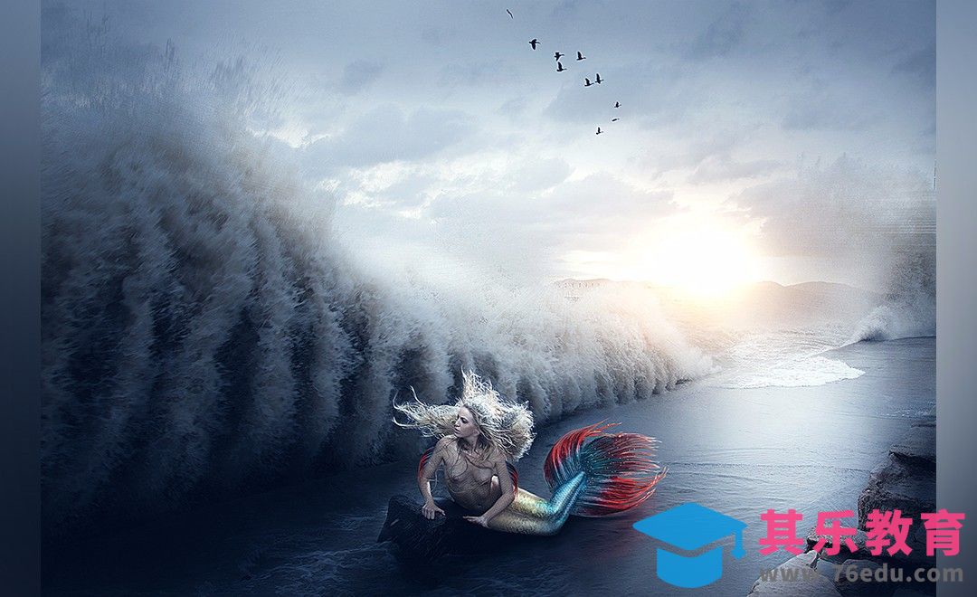 PS-手绘美人鱼梦幻场景合成-上集[平面设计视频教程][海报设计MP4高清全集 ]-第1张图片-我要自学网