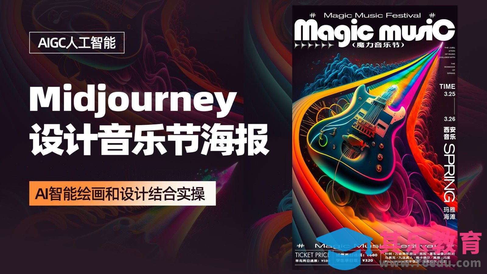 利用Midjourney【设计音乐节海报】[虎课网AICG人工智能视频教程][MP4高清全集 ]-第1张图片-我要自学网