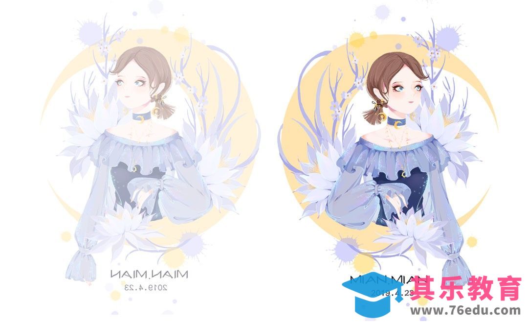 PS-板绘-小清新紫色系人设[虎课网绘画插画视频教程][ipad商业插画MP4教程全集 ]-第1张图片-我要自学网