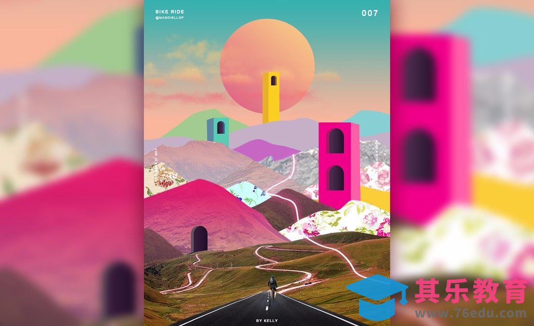 PS-时尚拼贴元素骑行者海报[虎课网平面设计视频教程][图片排版配色MP4高清全集 ]-第1张图片-我要自学网