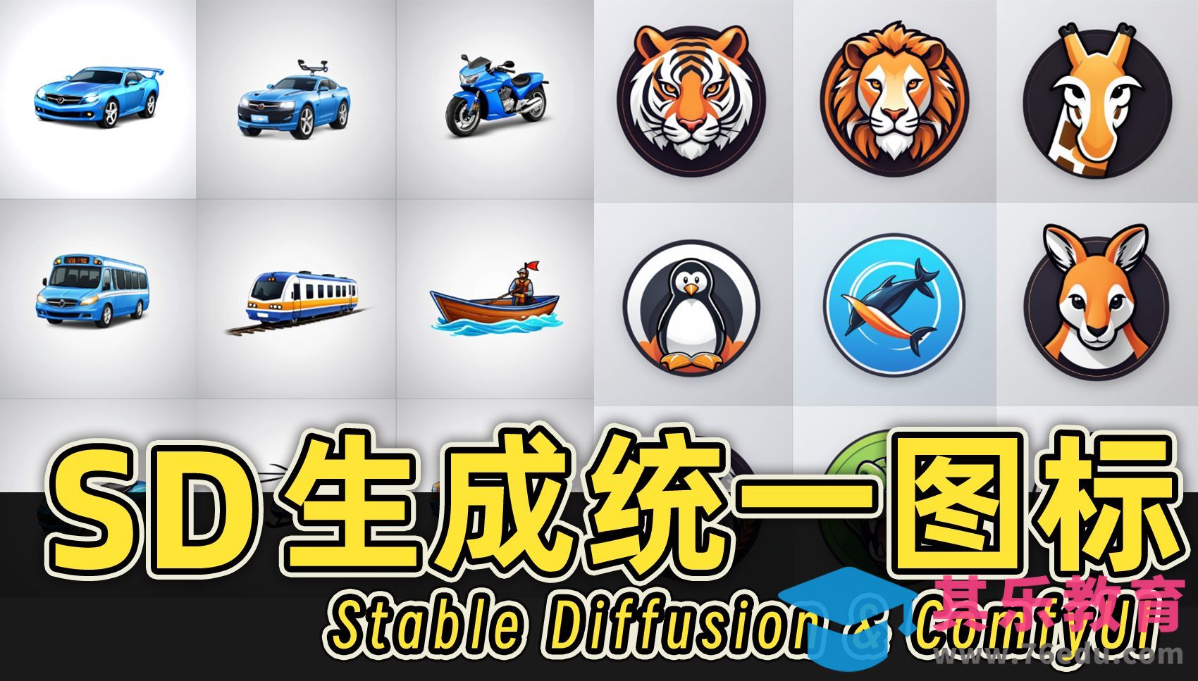 SD+ComfyUI一键轻松生成系列图标&标志[虎课网AICG人工智能视频教程][MP4高清全集 ]-第1张图片-我要自学网