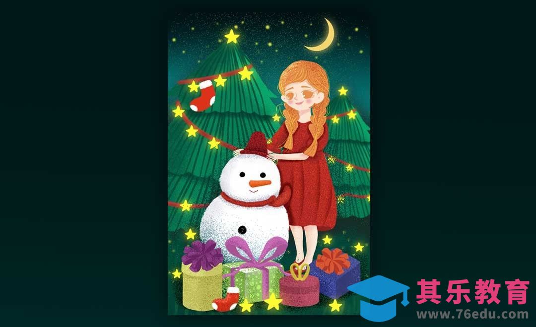 PS-肌理插画-圣诞节肌理插画[虎课网绘画插画视频教程][ipad商业插画MP4教程全集 ]-第1张图片-我要自学网