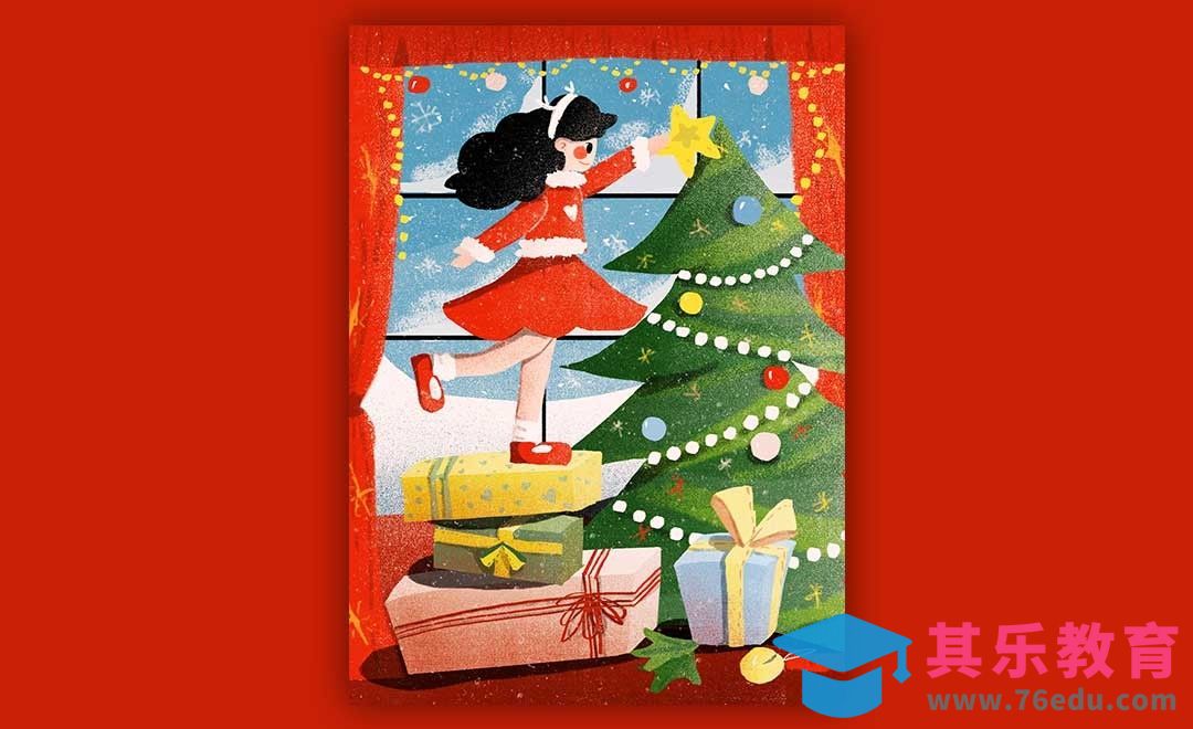 PS-板绘插画-圣诞节少女插画[虎课网绘画插画视频教程][ipad商业插画MP4教程全集 ]-第1张图片-我要自学网