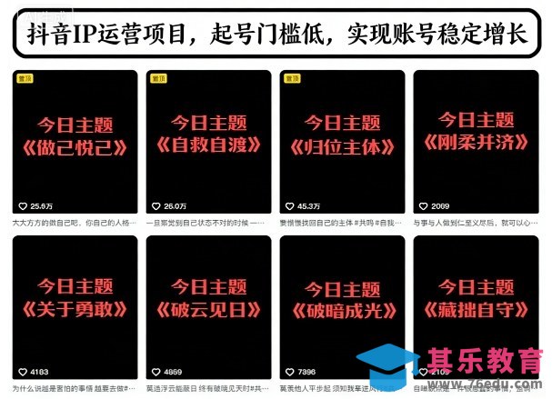 抖音IP运营项目，抖音今日主题玩法，起号门槛低，实现账号稳定增长-第1张图片-我要自学网