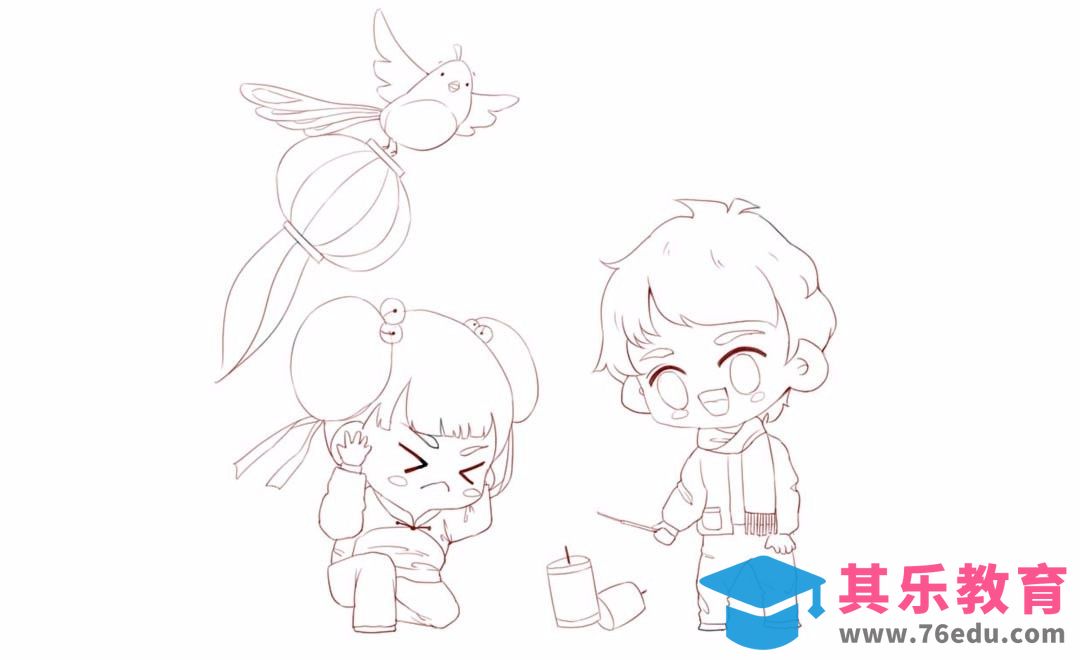 SAI-节日主题的Q版插图绘制（线稿篇）[虎课网绘画插画视频教程][ipad商业插画MP4教程全集 ]-第1张图片-我要自学网