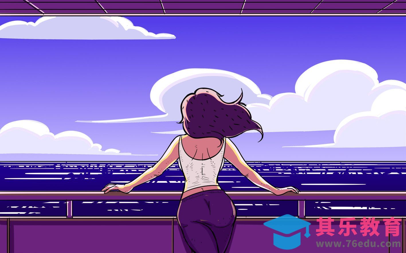 SAI2-板绘平面插画-惬意的看看大海[虎课网绘画插画视频教程][ipad商业插画MP4教程全集 ]-第1张图片-我要自学网