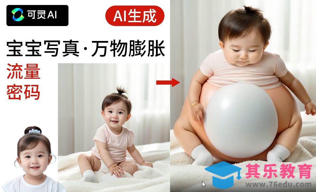 可灵AI-宝宝写真+万物膨胀效果[虎课网AICG人工智能视频教程][MP4高清全集 ]-第1张图片-我要自学网