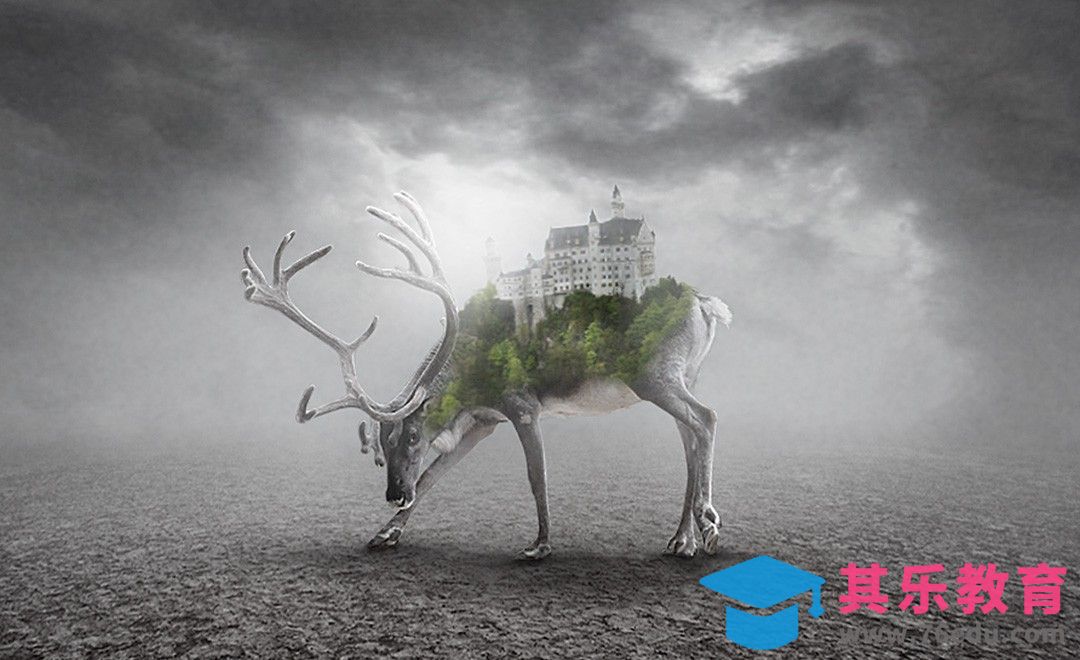 PS-麋鹿灰暗场景合成[平面设计视频教程][海报设计MP4高清全集 ]-第1张图片-我要自学网