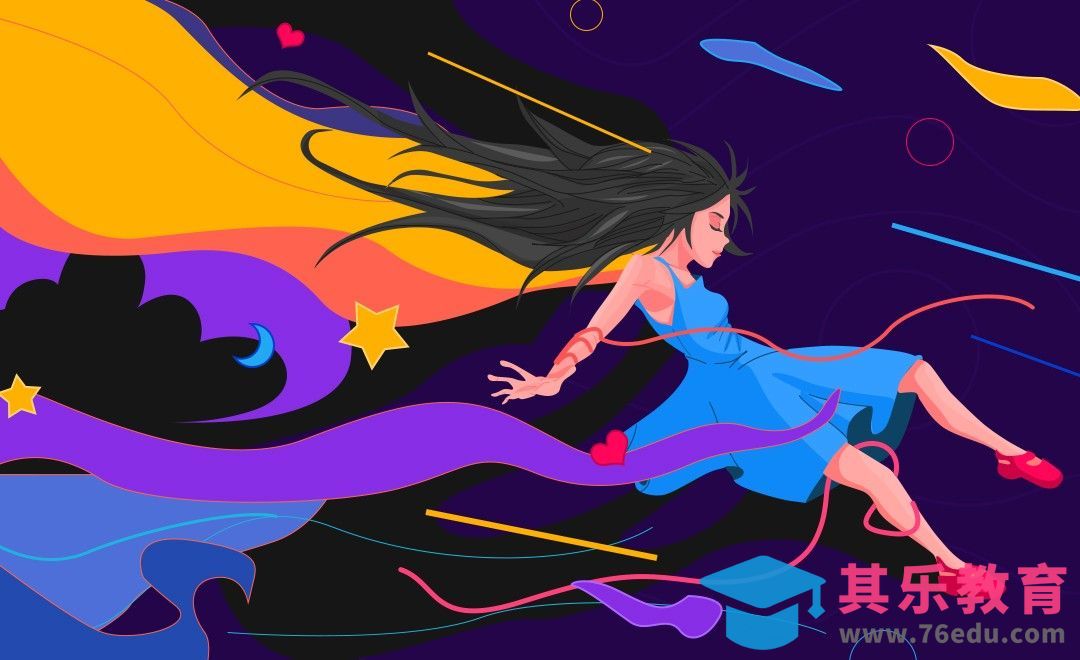 PS-扁平风格炫酷多彩潮流少女[虎课网绘画插画视频教程][ipad商业插画MP4教程全集 ]-第1张图片-我要自学网