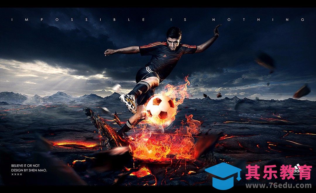 PS-赤火足球-运动品牌创意广告[平面设计视频教程][海报设计MP4高清全集 ]-第1张图片-我要自学网