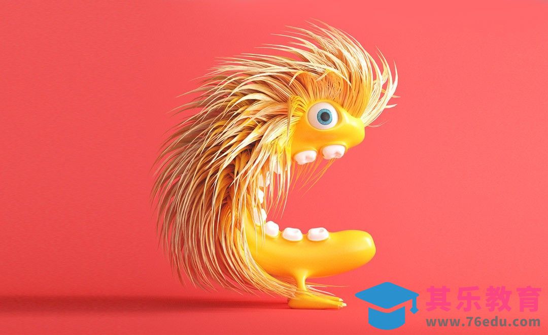 C4D-卡通趣味毛发字母C[虎课网C4D设计视频教程][产品数码建模MP4教程全集 ]-第1张图片-我要自学网