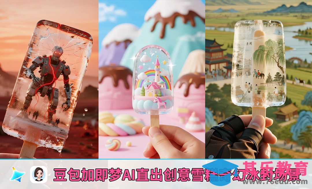 豆包+即梦AI-直出创意雪糕奇幻冰封场景[虎课网AICG人工智能视频教程][MP4高清全集 ]-第1张图片-我要自学网