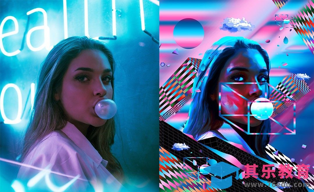 PS-蓝色系渐变人物合成海报[虎课网最新视频教程][免费高清MP4教程全集 ]-第1张图片-我要自学网