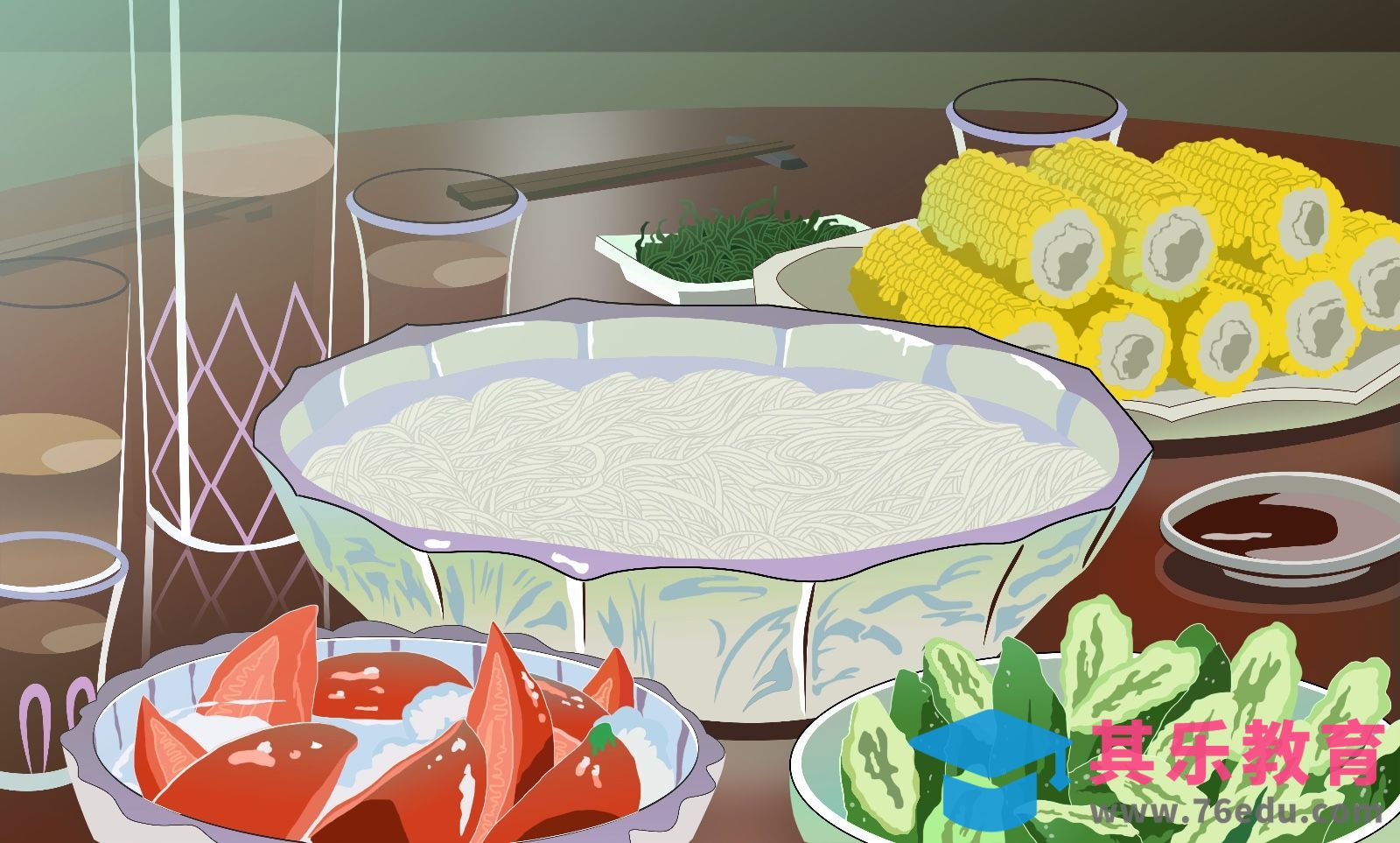 PS-商业扁平插画-餐桌一角[虎课网绘画插画视频教程][ipad商业插画MP4教程全集 ]-第1张图片-我要自学网