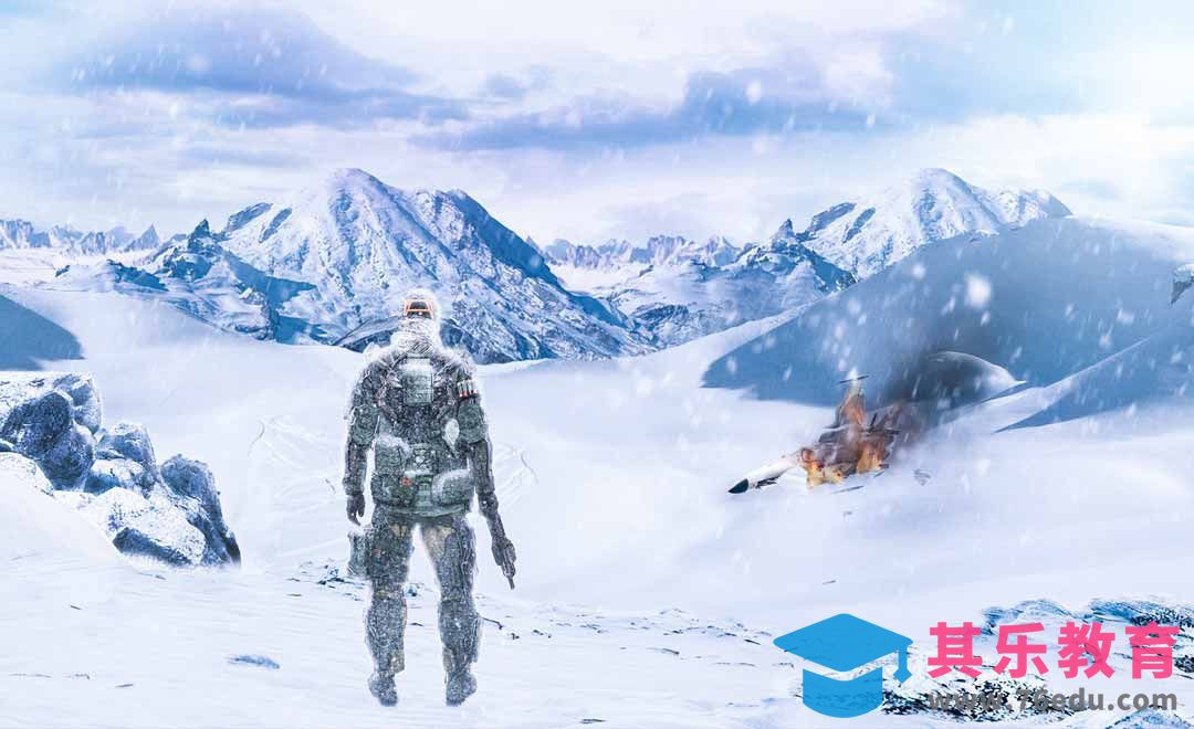 PS-雪地战斗机冰雪场景合成[平面设计视频教程][海报设计MP4高清全集 ]-第1张图片-我要自学网