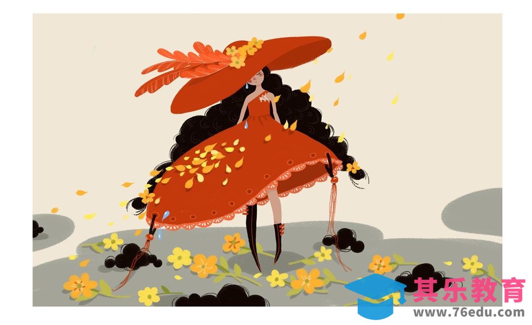 PS-板绘-小清新插画-爱掉头发的小红裙[虎课网绘画插画视频教程][ipad商业插画MP4教程全集 ]-第1张图片-我要自学网